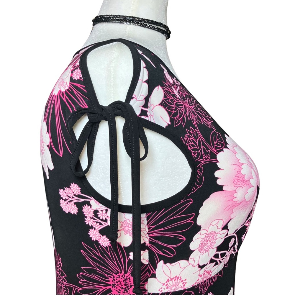 Vintage Y2K Torrid Black Pink Floral Top Fairycore Bows L/XL Whimsigoth Fairy - Picture 7 of 8